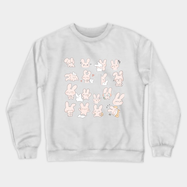 a cute rabbit character, cute, lovely, adorable, charming, sweet animal friends Crewneck Sweatshirt by zzzozzo